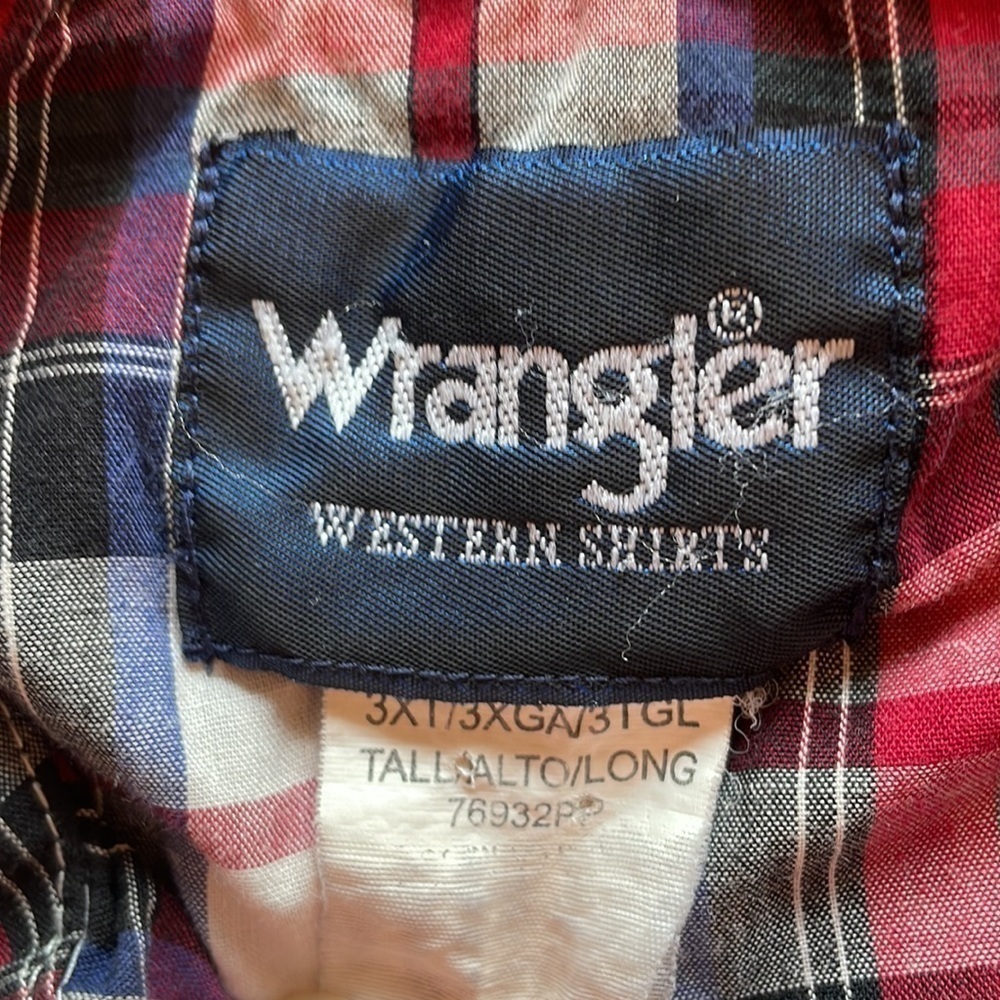 Wrangler Vintage Western Mens 3XLT Plaid Short Sleeve Shirt - Picture 2 of 4